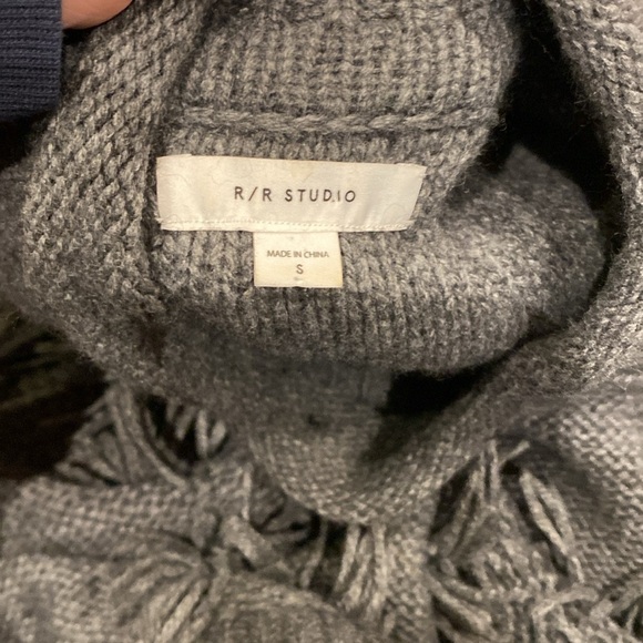 R/ studios by Robert Rodriguez / wool cashmere Blend mockneck fringe sweater s - Picture 5 of 5